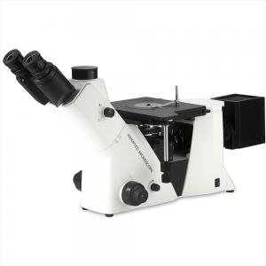 Glass Lens Inverted Metallurgical Microscope Trinocular Head 1X , 5X C - Mount