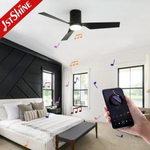 Quality Low Profile 52 Inches Smart Led Ceiling Fan Flush Mount 3 Abs Blades With Speaker wholesale