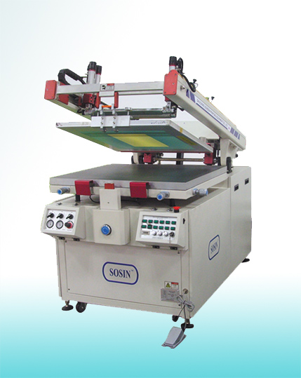Clam shell screen printing machine with Mitsubishi motor driven