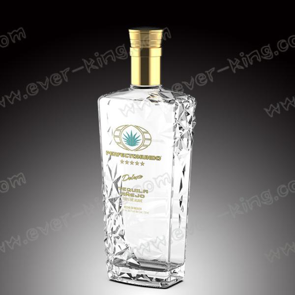 Transparent Embossing Premium Bespoke Tequila Rectangular Bottle