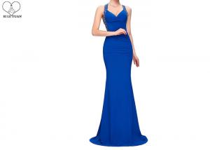 Quality Sweetheart Royal Blue Mermaid Prom Dresses Sleeveless Back Hollow Special Pleats wholesale