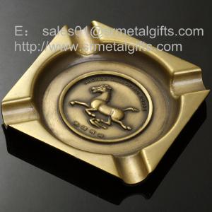 Quality Die casted 8 inch alloy square cigar ashtrays, square antique brass metal ash tray, wholesale