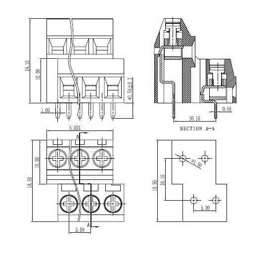pcb terminal blocks, terminal block screw type, 128A-5.0 5.08 double layer terminal block pcb screw connector