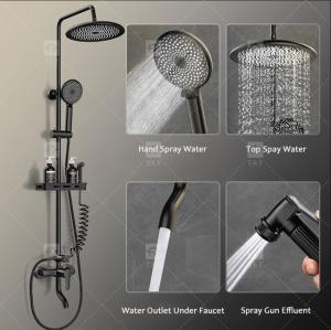 China Electroplating Three Piece Shower Head Set With Pressurized Black Shower Head OEM on sale