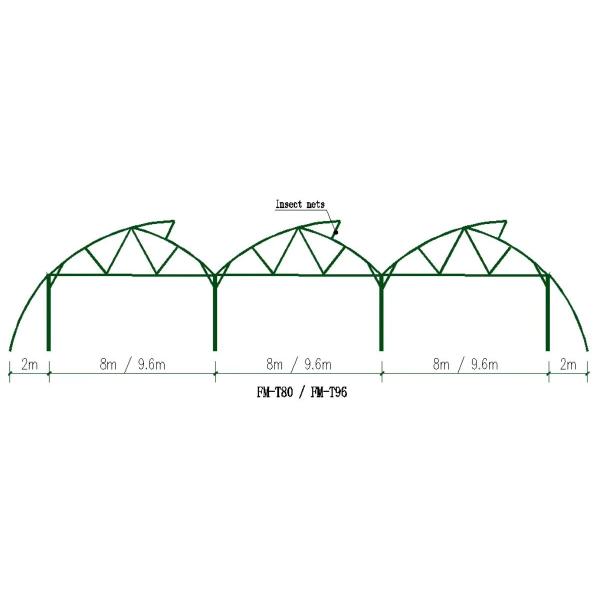 Hot-Dip Galvanized Structure Multi-span Plastic Film Greenhouse For Planting Blueberry
