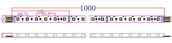 Multi Colours Color Changing Led Ribbon Lights SMD 5050 RGB+W 60 LEDS CE Rohs Approval