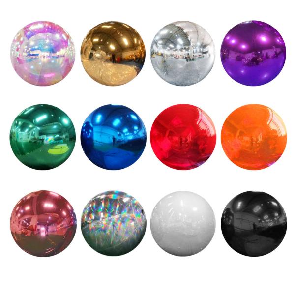 hot selling customize logo size silver golden inflatable reflective pvc mirror ball