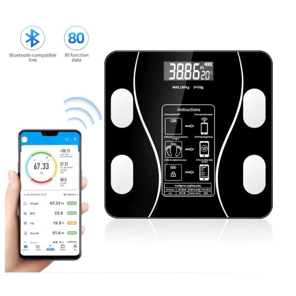 Intelligent Analysis Bluetooth Smart Body Scale with Household Bathroom and 180kg Maximum Weight Recommendation