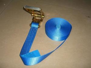 Quality Blue Label Self Tightening Ratchet Straps , Ratchet Straps With Safety Hooks wholesale