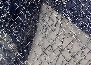 Quality Embroidery Royal Blue Sequin Lace Fabric For Wedding Dress Evening Gown wholesale