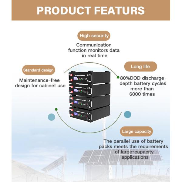 Customization 100Ah Deep Cycle Rackmount Lifepo4 Battery 5 Years Warranty