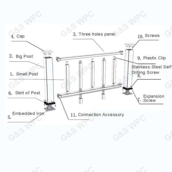 150 X 150mm 200 X 200mm WPC Railing Garden Wood Plastic Composite Fence