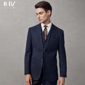 Quality Dark Blue Wool/Silk Men's Suit for Customizable Designs at end and Luxurious Weddings wholesale