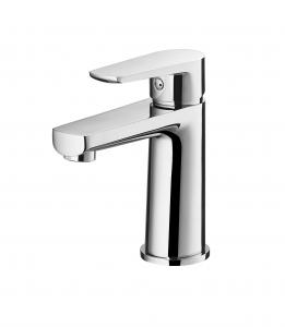 China Chromed Brass Single Handle Wash Basin Faucet 159mm High Hot Cold Water Mixer on sale
