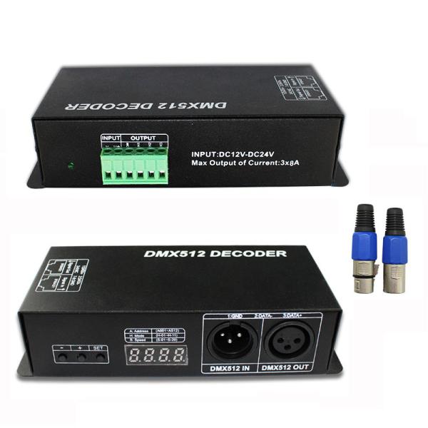 Cheap DC12V~24V RGB RGBW 3CH 4CH DMX512 Decoder with Digital Display DMX to PWM Led Strip Dimmer for sale