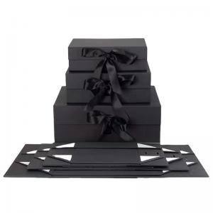 Quality Durable T Shirt Black Rigid Gift Box , Hoody Cardboard Box With Flap Lid wholesale