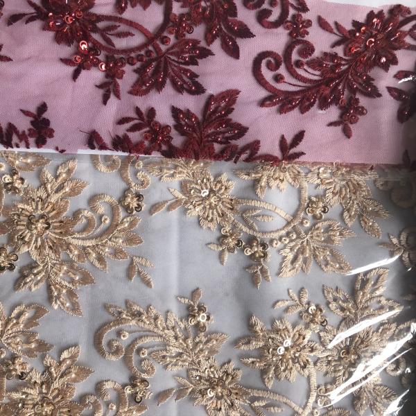 Easily Customizable Luxury 3D Beaded Embroidery Lace Fabric New Design Lace for Party Dance Dress Women's Dress