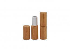 Quality Cylinder Inner  Aluminum Bamboo Outside Empty Lipstick Tube With Press Pop Cap wholesale