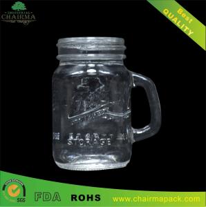 120ml square Glass Mason Jar with Handle Glass Drinking Jar