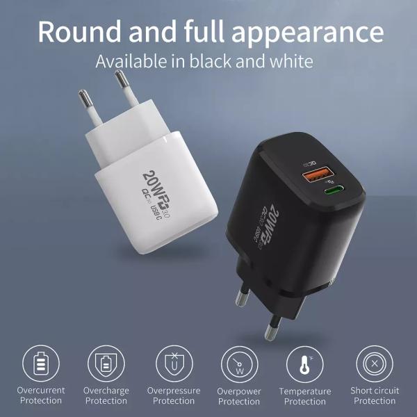 20W PD Fast Charging Adapter for Smart Watch and Multiple Phones A C Power Socket Home