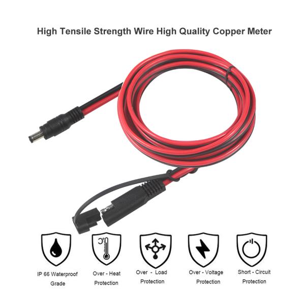 SAE to DC 5521 Solar Power Cable 10ft Quick Release Disconnect