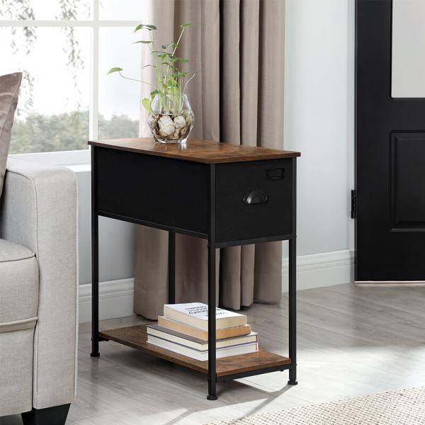 Cheap Long Side Table with Fabric Drawer, Industrial End Table with Drawer, Side Table for Home, LVT020B02 for sale