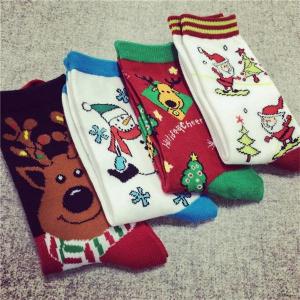Quality Cozy colorful cute christmas patterned design AZO-free cotton dress socks for women wholesale