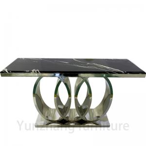 Quality Modern Style Rectangle Marble Dining Table White Table And Gold Trestle Base wholesale