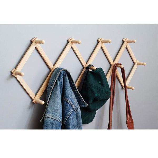 86.68x17x5cm BAMBOO Wall-mounted Multi-hook Storage Clothing Protection Retractable Ledge