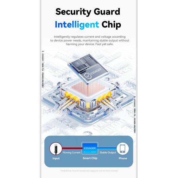 ESSAGER ES-X64 Series 7A LED Display USB Charing Data Cable USB to Type C