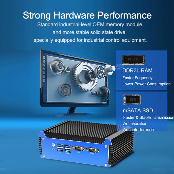 Dual LAN Dual COM Intel Fanless Mini PC With DDR3 RAM Up To 8GB Linux And mSATA