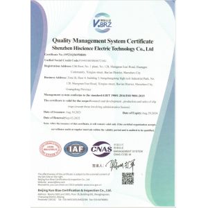 Shenzhen Hiscience Co., Ltd. Certifications