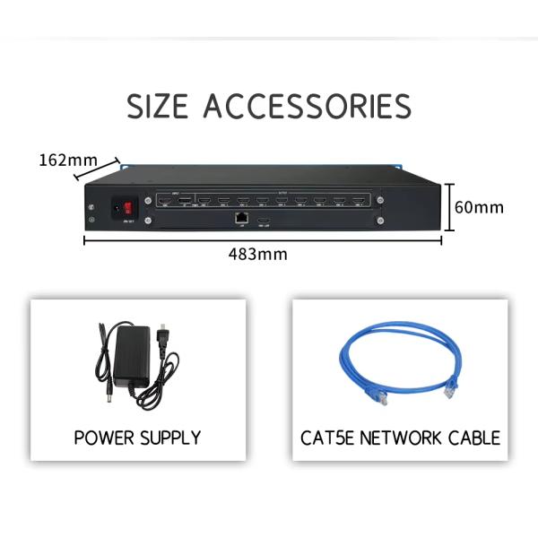 4K60 Video Wall Processor 9 HDMI Output 64-Channel Decoding