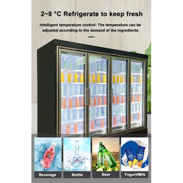 Transparent Glass Remote Closed Multideck Open Chiller Visi Cooler 4 Layers Shelf