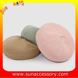 Quality L18001 New design hot sale summer Knitted beret hats for ladies ,Fashion Summer beret caps for girls OEM and ODM cap wholesale