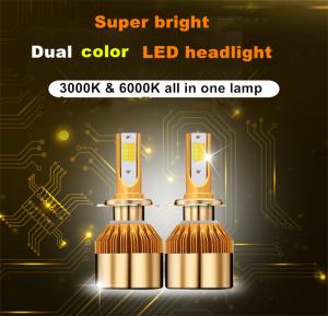 Quality White Gold Color 12V 10000LM H4 H7 H1 H8 H9 H11 Led Car Headlight 3000K 6000K Dual Color Led Headlamp Auto Bulbs wholesale