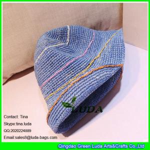 Quality LDMZ-007 navy blue ladies bucket hats foldable raffia straw visor cap wholesale
