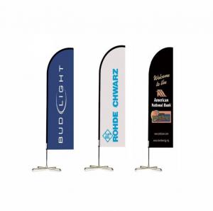 Quality outdoor flying banner promotion custom printed advertising knife type teardrop flag bali bow beach flag with corss base wholesale