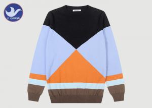 China Multicolor Geometric Pattern Mens Long Knit Sweater , Pullover Mens Casual Sweaters on sale