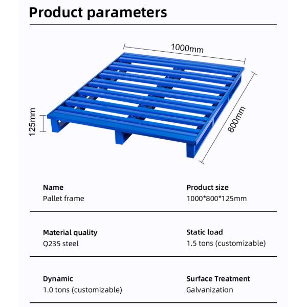 Customized Size Four Way Entry Steel Reinforced Stackable Double Faced Transport Pallet Stackable for Space Efficiency