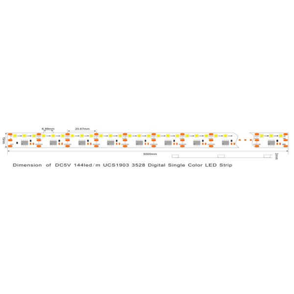 DC 5V / 12V Digital LED Strip Lights , UCS1903 Decorative LED Rope Light