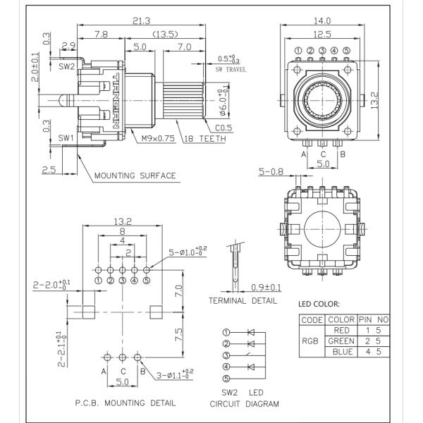 12mm Rotary Encoder With Push Button For Microphone