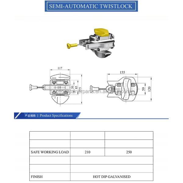 GL Certified Semi Automatic Twist Lock Container Lashing Straps and Hooks at ACE-LP-SA with Hot Dip Galvanized Surface