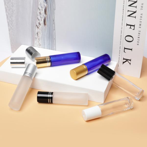 Perfume 10ml Clear Glass Roller Bottles With Gold Silver Aluminum Cap