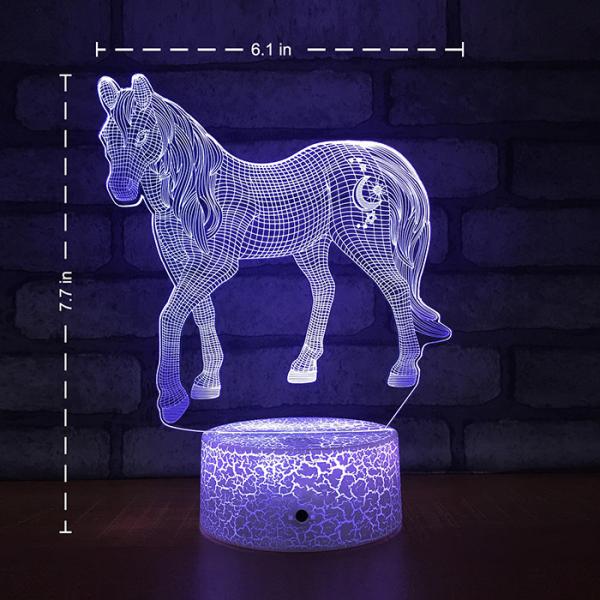 Timer Remote 3D Illusion Night Light Horse Multipurpose For Kids