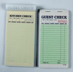 Quality CT-1A Two parts carbonless guest check Hotel Guest pads with Black Ink Printing and Customized design wholesale