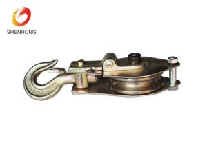 China Hook Type Cable Pulling Pulley Single Sheave Steel Snatch Pulley Block With Swivel Hook on sale