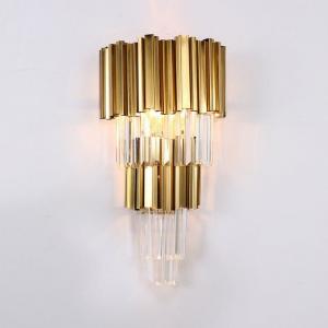 Quality E14*3 E14*2 Gold Finish And Crystal Wall Lamp Sconces 6500K 4000K For Home Indoors wholesale