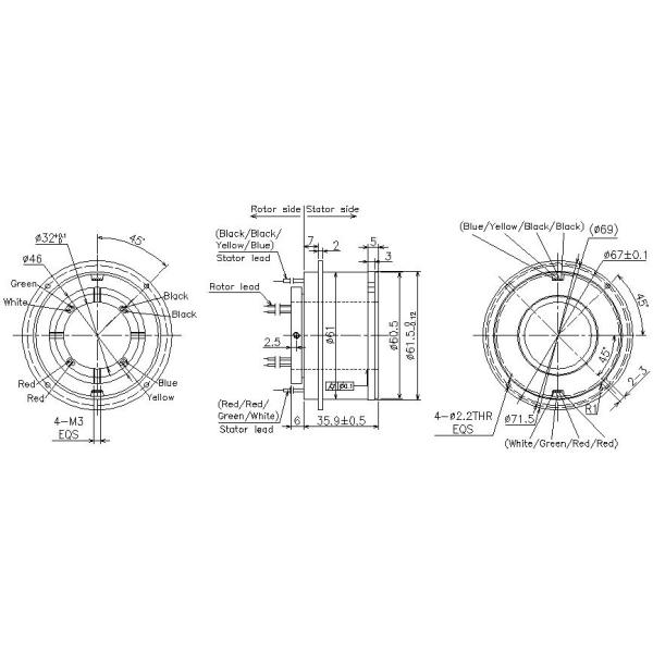 IP54 High Speed Rotary Union 2000rpm Gold Contacts For Railway
