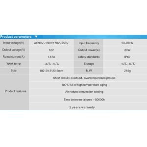 Hot sale 12v 24v 20w waterproof led power supply with high quality